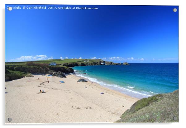 Mother Iveys Bay in Cornwall, England. Acrylic by Carl Whitfield