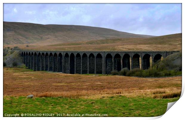 "TRAIN APPROACHING ON RIBBLEHEAD VIADUCT" Print by ROS RIDLEY