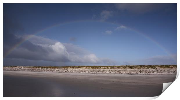 Rainbow over beach Print by Paul Davis