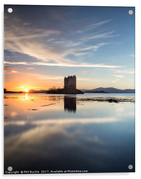 Castle Stalker Sunset Acrylic by Phil Buckle