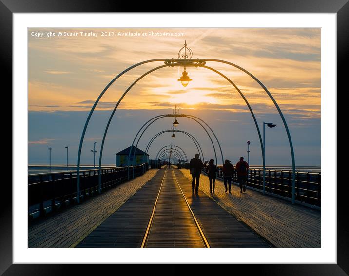 Southport pier at sunset Framed Mounted Print by Susan Tinsley