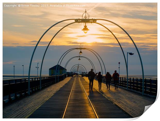Southport pier at sunset Print by Susan Tinsley