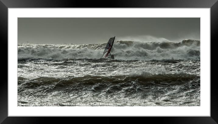 Wind Surfer in Rough Sea Glamorgan Heritage Coast Framed Mounted Print by Nick Jenkins