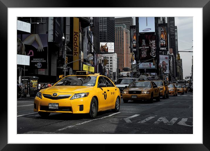 Yellow Cab 2 Framed Mounted Print by John Hall