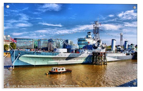   HMS Belfast  Acrylic by Marie Castagnoli