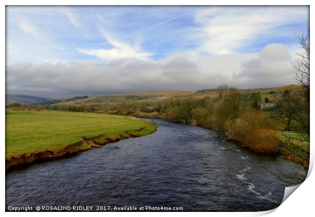 "LOVELY SKIES OVER THE RIVER WHARFE AT KILNSEY" Print by ROS RIDLEY