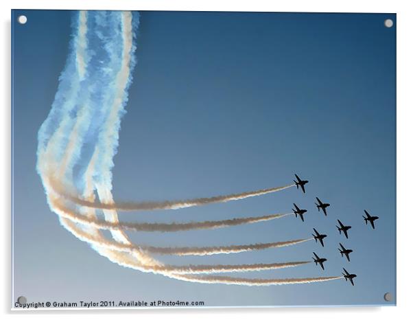 Red Arrows in Jeddah 01 Acrylic by Graham Taylor