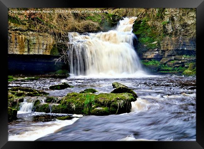 West Burton Waterfall After the Rain Framed Print by Martyn Arnold