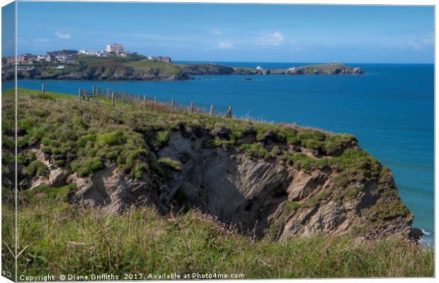 View over Newquay Canvas Print by Diane Griffiths
