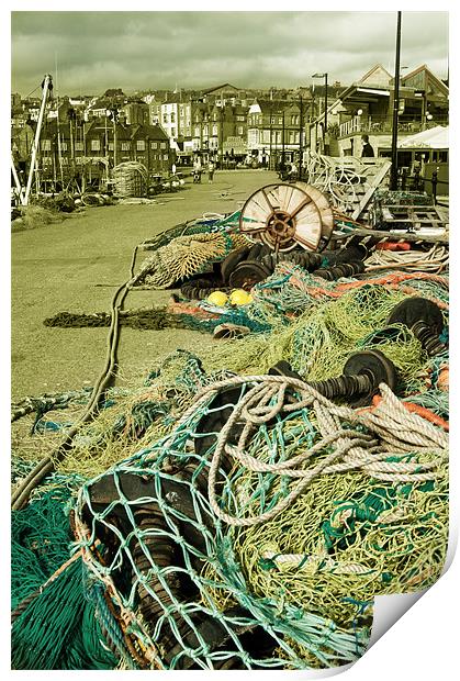 Fishing paraphernalia at Scarborough harbour Print by Rob Hawkins