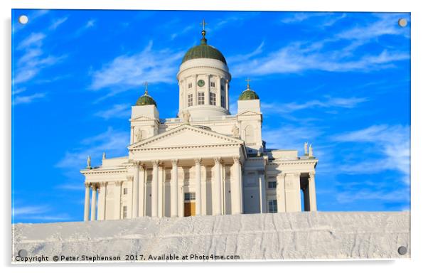 The Helsinki Evangelical Lutheran Cathedral Acrylic by Peter Stephenson
