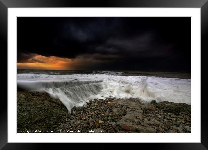 Approaching Storm at Ogmore by Sea Framed Mounted Print by Neil Holman