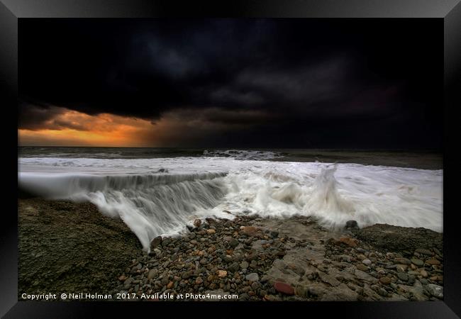 Approaching Storm at Ogmore by Sea Framed Print by Neil Holman