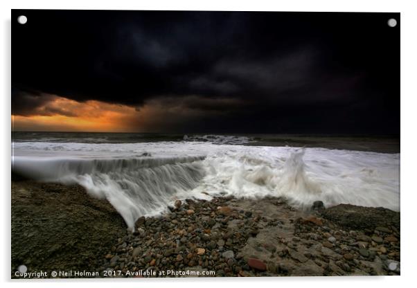 Approaching Storm at Ogmore by Sea Acrylic by Neil Holman