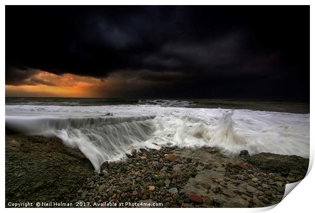 Approaching Storm at Ogmore by Sea Print by Neil Holman