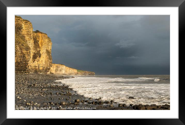 Llantwit Major Beach Stormy Evening South Wales Framed Mounted Print by Nick Jenkins