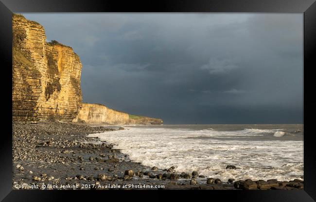 Llantwit Major Beach Stormy Evening South Wales Framed Print by Nick Jenkins