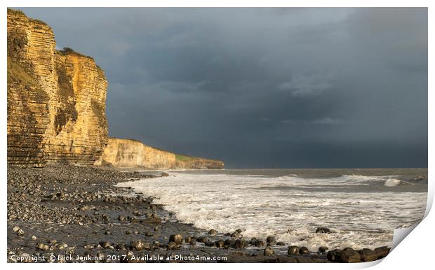 Llantwit Major Beach Stormy Evening South Wales Print by Nick Jenkins