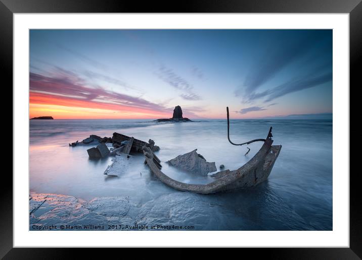 Sunset over the Admiral, Saltwick Bay Framed Mounted Print by Martin Williams