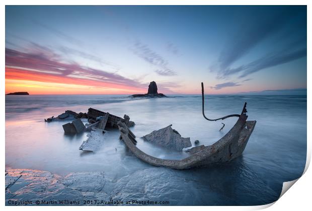 Sunset over the Admiral, Saltwick Bay Print by Martin Williams