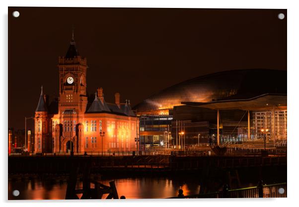 Cardiff bay,  Pierhead building and Senedd  Acrylic by Dean Merry
