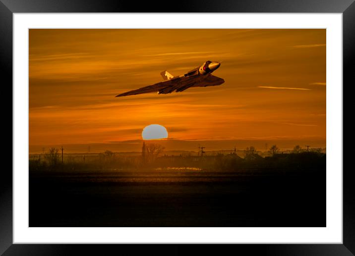 Avro Vulcan  at Sunset  Framed Mounted Print by Stephen Ward