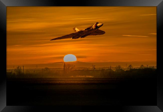 Avro Vulcan  at Sunset  Framed Print by Stephen Ward