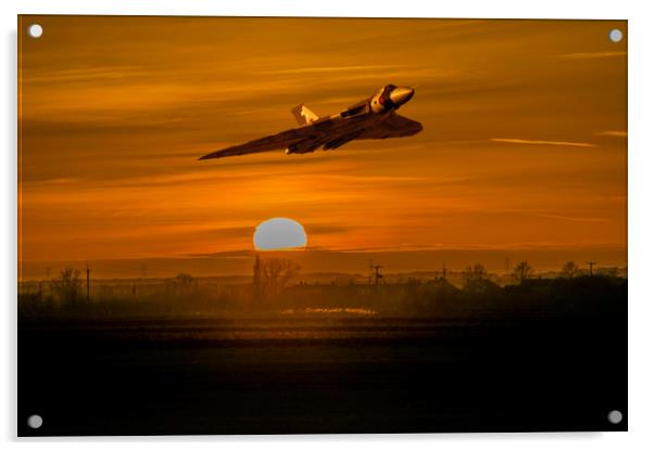 Avro Vulcan  at Sunset  Acrylic by Stephen Ward
