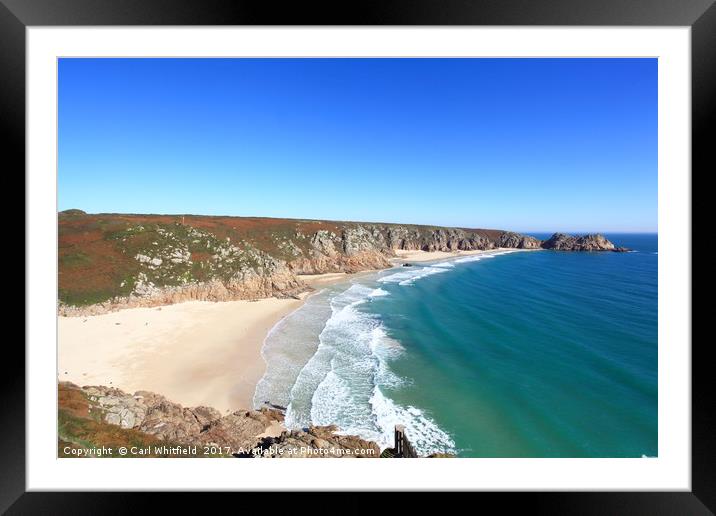 Porthcurno in Cornwall, England. Framed Mounted Print by Carl Whitfield