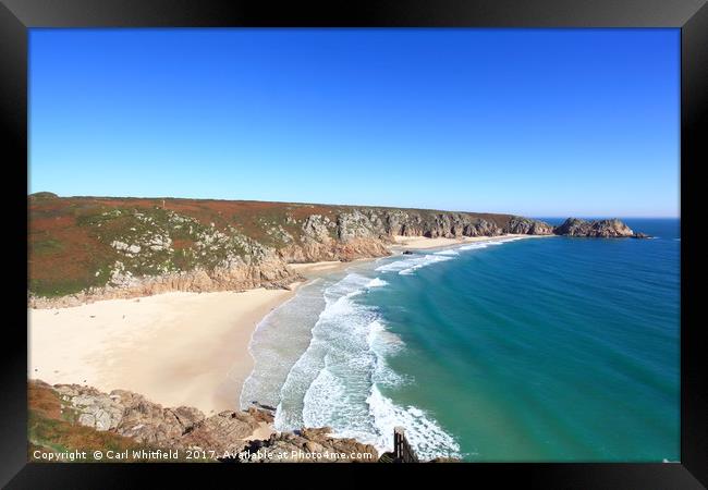 Porthcurno in Cornwall, England. Framed Print by Carl Whitfield