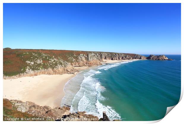Porthcurno in Cornwall, England. Print by Carl Whitfield