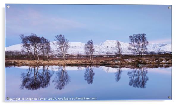 Dusk at Loch Ba Acrylic by Stephen Taylor