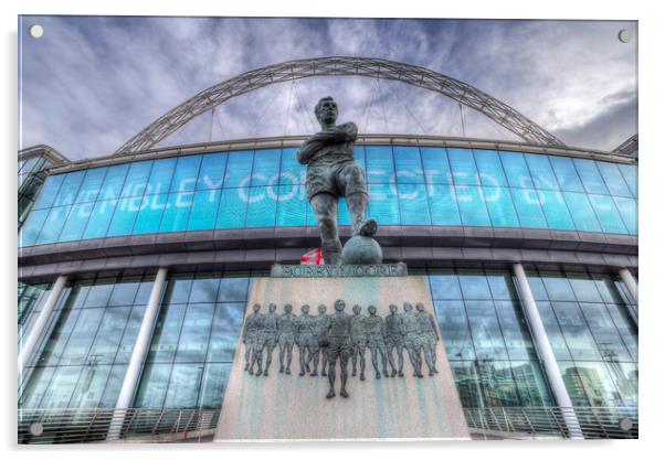 Bobby Moore Statue Wembley Stadium Acrylic by David Pyatt