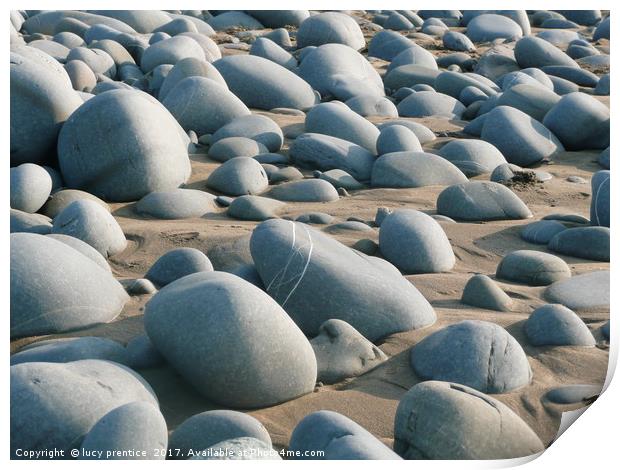 Westward Ho! beach with rocks Print by Lucy Prentice