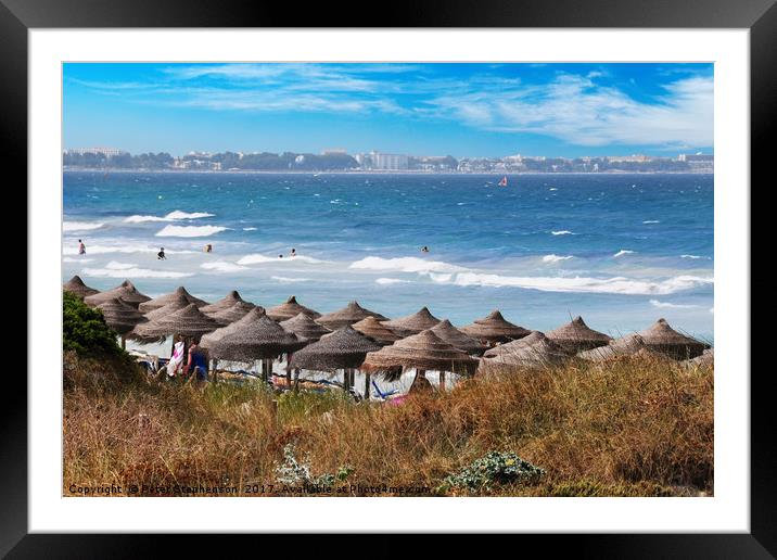 Playa de Muro beach in Alcudia bay Majorca Framed Mounted Print by Peter Stephenson