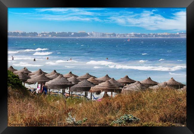 Playa de Muro beach in Alcudia bay Majorca Framed Print by Peter Stephenson