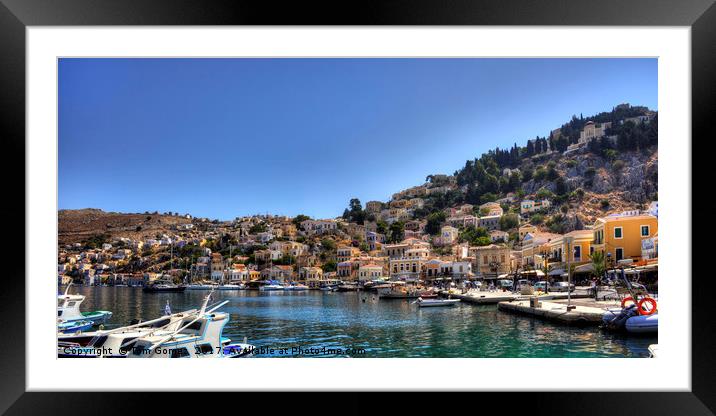 Gialos Harbour Panorama Framed Mounted Print by Tom Gomez
