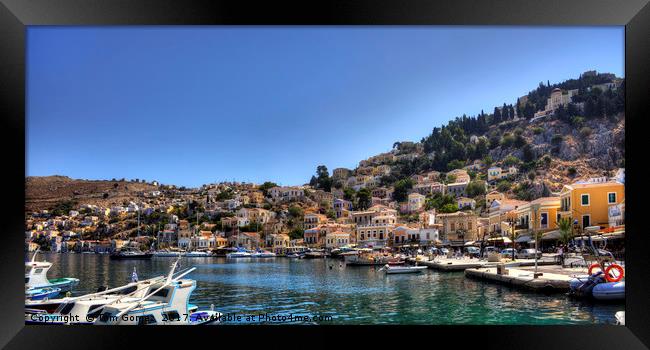 Gialos Harbour Panorama Framed Print by Tom Gomez
