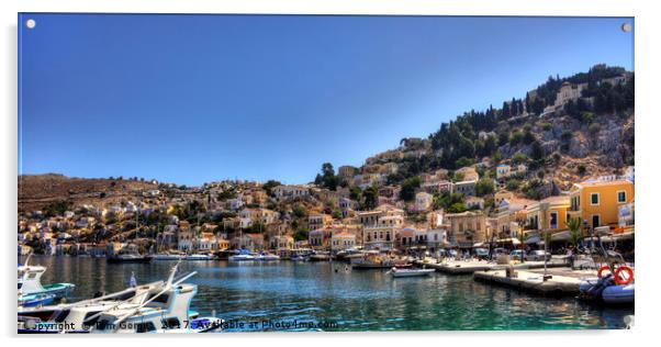 Gialos Harbour Panorama Acrylic by Tom Gomez