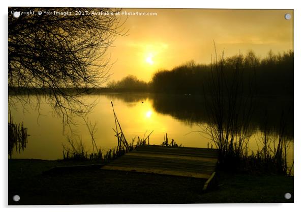 Sunrise on Birtle lake Acrylic by Derrick Fox Lomax