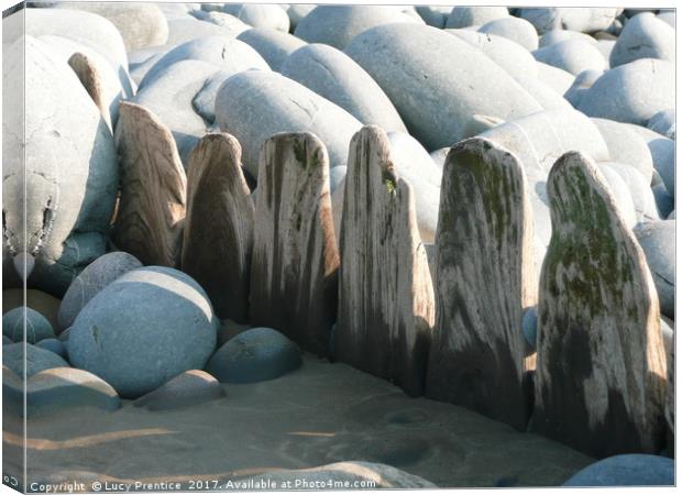 Boulders and wood  Canvas Print by Lucy Prentice