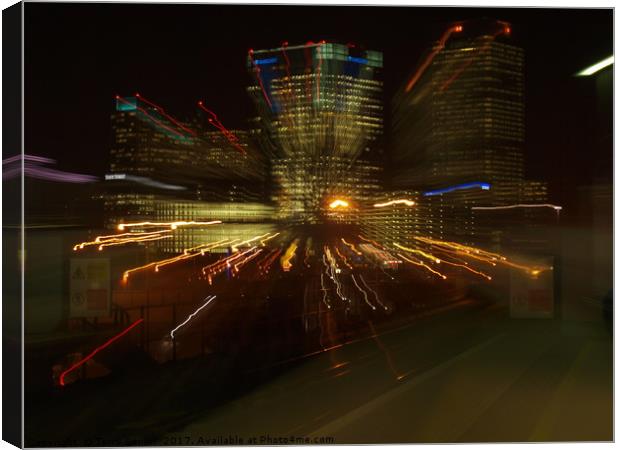 Financial Boom London at Night   Canvas Print by Terry Senior