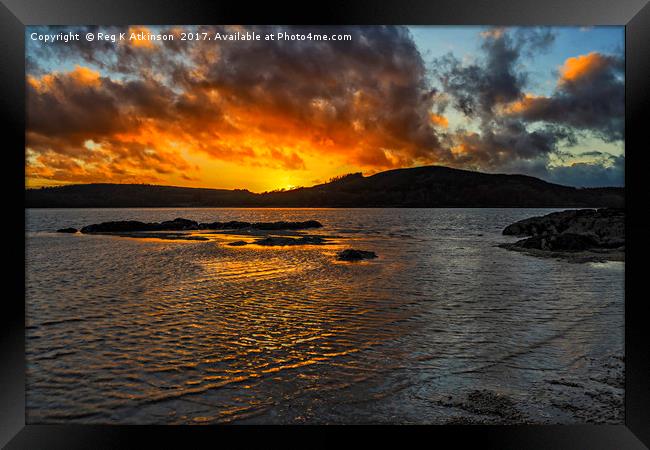 Sunset Over Rockcliffe Bay Framed Print by Reg K Atkinson