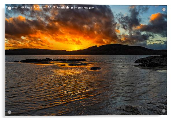 Sunset Over Rockcliffe Bay Acrylic by Reg K Atkinson