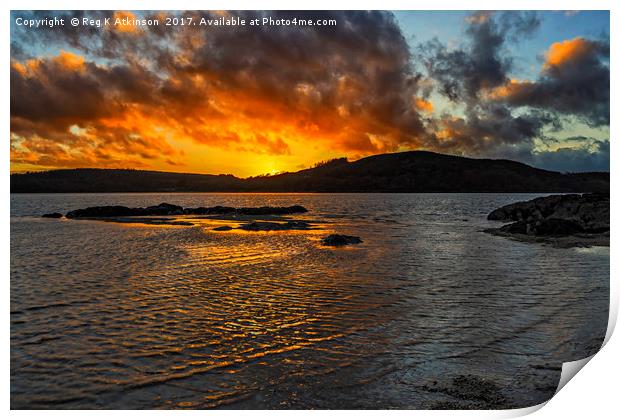 Sunset Over Rockcliffe Bay Print by Reg K Atkinson