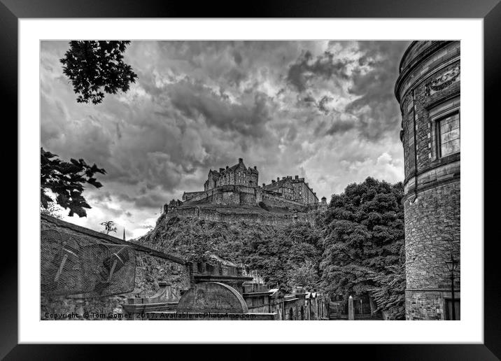 The Castle from St Cuthberts - B&W Framed Mounted Print by Tom Gomez