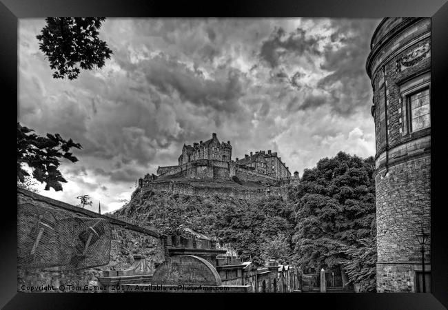 The Castle from St Cuthberts - B&W Framed Print by Tom Gomez