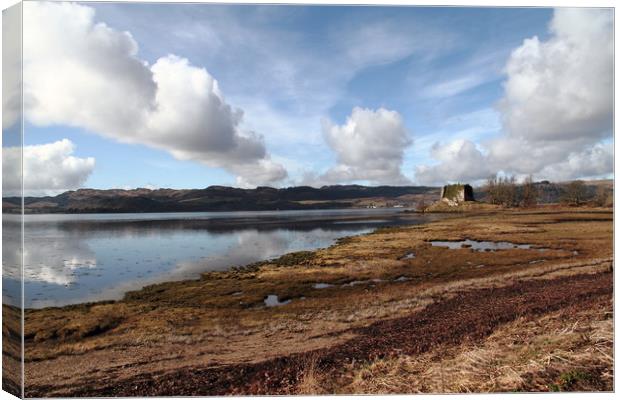 Lachlan Castle On Loch Fyne Canvas Print by Dave Menzies