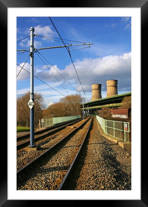 Tram Lines and Tinsley Cooling Towers Framed Mounted Print by Darren Galpin