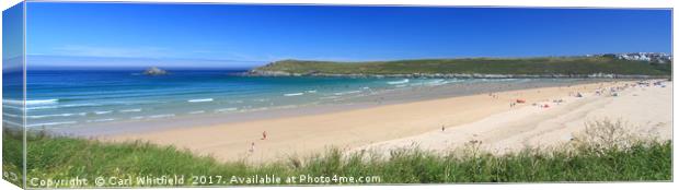 Crantock Bay in Cornwall, Panoramic Canvas Print by Carl Whitfield